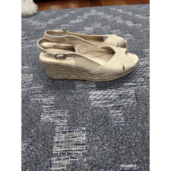 VISCATA Barcelona Canvas High Heel Wedge Sandals EU41/US10?? Open Toe Espadille - Picture 1 of 10